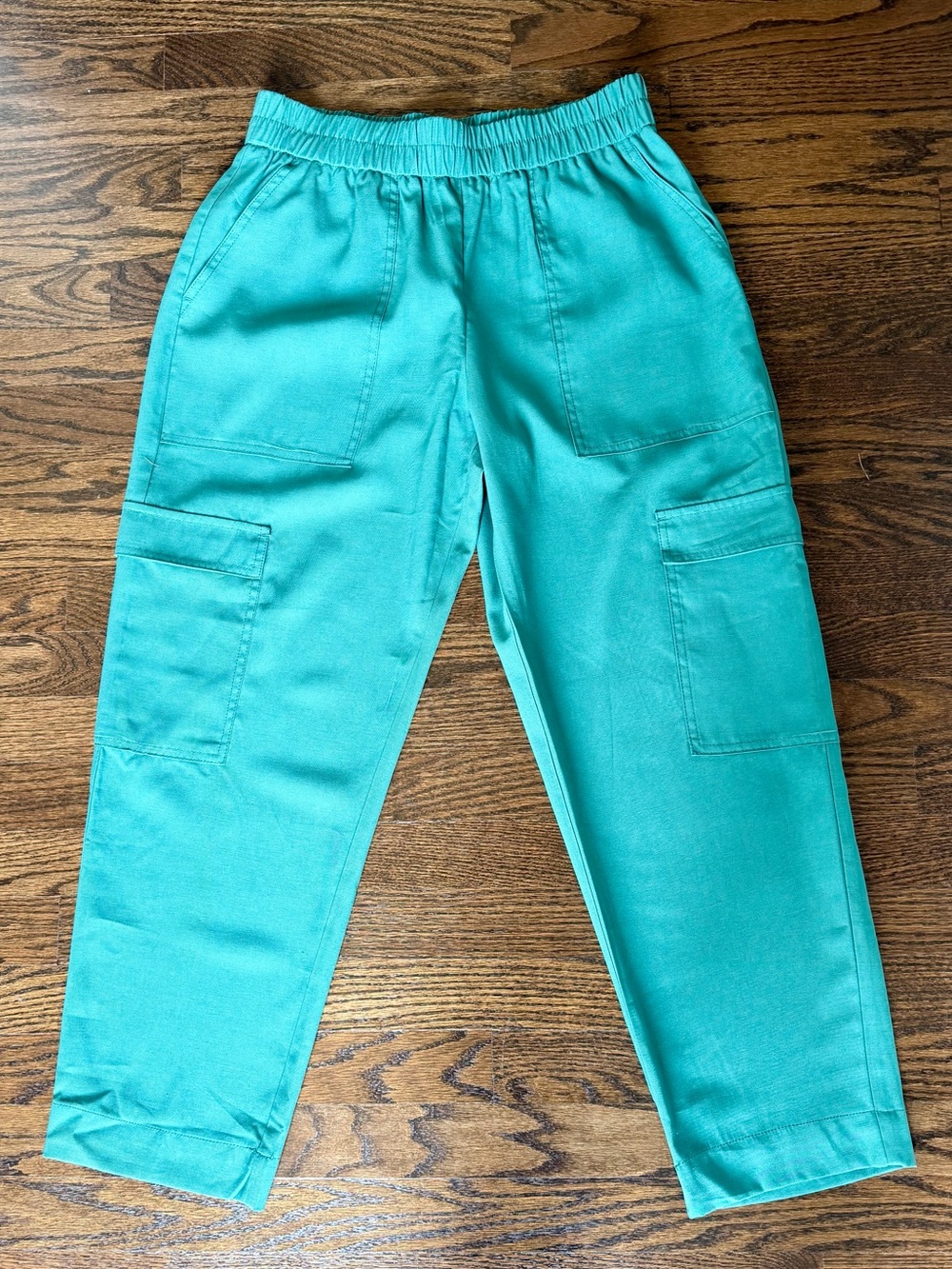 A New Day Teal Cargo Pants Women’s Medium Pull On Straight Leg